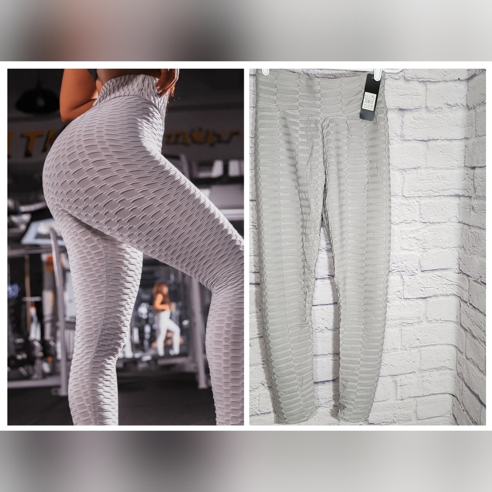 VICTORIA COLLECTION/LEGGINGS, YOGA PANTS/ GRAY/L/XL NWT